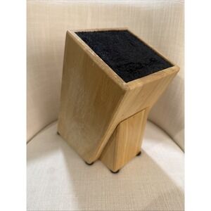 Kapoosh Slotless Kitchen Knife Block Cutlery Holder Oak Bamboo